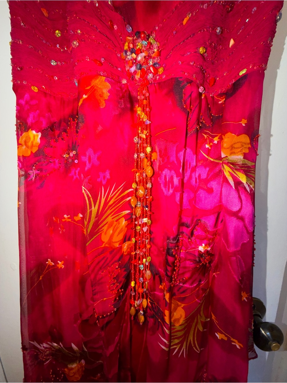 Vintage Sue Wong Nocturne Y2K Beaded Silk Floral Evening Dress - Size 10 - Picture 4 of 15